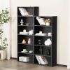 Industrial 5 Shelf Bookcase - Large 53 Inch Tall Floor Standing Open Bookshelf with Anti-Tipping Device for Home Office Black