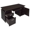 Rochelle Cappuccino 2-Drawer Office Computer Desk