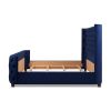 Brooklyn King Tufted Panel Bed Headboard and Footboard Set, Navy Blue Velvet