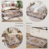 Area Rug 4x6, Machine Washable Rug, Non-Slip Boho Print Pattern Medallion Carpet for Living Room, Bedroom, Tawny Brown