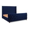 Brooklyn King Tufted Panel Bed Headboard and Footboard Set, Navy Blue Velvet