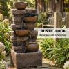 28 Inch Rustic Outdoor Water Fountain with LED Lights