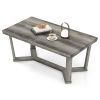 Rectangle Coffee Table Rubber Wood Base with Cross-Shaped Base