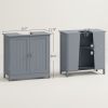 Pedestal Sink Storage Cabinet Bathroom Vanity with Doors Shelf Grey