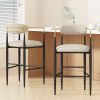 Barstools Set of 2, Counter Height Upholstered Bar Stools with Backs and Iron Legs for Kitchen Island, Beige Fabric Seating 260LBS Weight Capacity