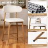 Counter Height Bar Stools Set of 2, Upholstered Counter Stools Modern Barstools with Metal Legs for Kitchen Island Dining Room, Beige