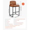 Bar Stool Set of 4, 27 inch Counter Height Stools, Modern PU Leather Counter Barstool with Backrest, Metal Legs, Easy Assembly Armless Bar Chair, Isla