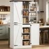 72" Tall White Kitchen Pantry Cabinet Farmhouse Storage with 8 Door Racks And Adjustable Shelves for Kitchen Organization