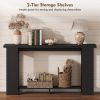 Farmhouse Console Table, 63" Narrow Entryway Table with Thickened Tabletop for Living Room, Hallway, Distressed Black