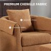 Swivel Accent Chair with Ottoman Set, Modern Chenille Barrel Armchair with Removable Back Pillow & 2 Armrest Covers for Living Room, Bedroom, Office,