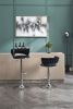 Set of 2 Bar Stools,with Chrome Footrest and Base Swivel Height Adjustable Mechanical Lifting Velvet + Chrome Leg Simple Bar Stool-BLACK