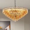 Modern Round Chandelier, 37" Extra Large Black Chandeliers for Dining Room, 14-Light with Tiered Smoke Glass Tubes Ceiling Light, Pendant Lighting Fix