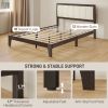Full Bed Frame with Headboard Full Size Platform Bed Frame with Wooden Slats No Box Spring Needed Easy Assembly Walnut