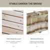 5 ft Wooden Garden Bridge Arc Footbridge with Railings for your Backyard, Natural Wood