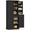 Black 72" Tall Kitchen Pantry Cabinet Farmhouse Storage with 8 Door Racks And Adjustable Shelves for Kitchen Organization