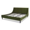 Aspen Vertical Tufted Headboard Platform Bed Set, King, Olive Green Performance Velvet