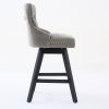 Swivel Velvet Barstools with Button Tufted Decoration and Wooden Legs, and Chrome Nailhead Trim, Leisure Style Bar Chairs,Bar stools, Set of 2 (Gray),