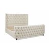 Brooklyn King Tufted Panel Bed Headboard and Footboard Set, Light Beige Linen