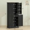 Black 72" Tall Kitchen Pantry Cabinet Farmhouse Storage with 8 Door Racks And Adjustable Shelves for Kitchen Organization