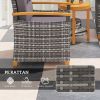Outdoor Bistro Set Wicker Patio Furniture with Cushions, for Porch, Backyard, Garden, Gray