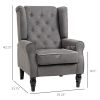 Button-Tufted Accent Chair Dark Gray with Round Armrests & Wood Legs for Living Room