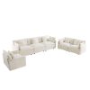 Modern Sofa Couch, 3 Piece Set Extra Deep Seat Sectional Sofa for Living Room, Oversized Sofa, 3 Seat Sofa, Loveseat and Single Sofa, White Chenille