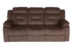 Modern Manual Sofa 1pc Pillow Arms Plush Backrest Horizontal Tufting USB Port Chocolate Finish Primary Living Room Furniture