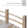 5 ft Wooden Garden Bridge Arc Footbridge with Railings for your Backyard, Natural Wood