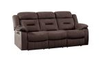 Modern Manual Sofa 1pc Pillow Arms Plush Backrest Horizontal Tufting USB Port Chocolate Finish Primary Living Room Furniture
