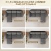 Sectional Sofa, L Shaped Couch, with Reversible Chaise or Ottoman, Dark Gray