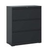 Lateral File Cabinet 3 Drawer, Black Filing Cabinet with Lock, Lockable File Cabinet for Home Office, Locking Metal File Cabinet for Legal/Letter/A4/F