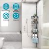 Space-Saving Floor-to-Ceiling Corner Shower Caddy with 4 Adjustable Shelves and Towel Bar - Rustproof Carbon Steel, No-Drill Easy Installation, Ideal