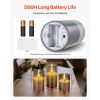 Gray Flickering Flameless Candles, Set of 3 Battery Operated Flameless Led Candles with 10-Key Remote and Timer, Real Wax & Warm Color Flickering Ligh