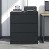 Lateral File Cabinet 3 Drawer, Black Filing Cabinet with Lock, Lockable File Cabinet for Home Office, Locking Metal File Cabinet for Legal/Letter/A4/F