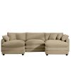 Oversized Modular Cushion Sofa, Portable Ottoman, L-Shaped Corner Low Back Deep Seating Spacious Sofa Set and Sofa Bed for Home Apartment Living Room