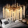 24-inch Modern Golden Pendant Light with Cascading Crystal Strands, Ideal for Living Room, Dining Room and Foyer, High-End Decorative Lighting Fixture