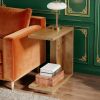 C-Shaped End Table, Wood Side Table Nightstand Bedside Table