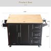 Kitchen Island & Kitchen Cart, Mobile Kitchen Island, Rubber Wood Top, Big & Adjustable Shelf Inside Cabinet for Different Utensils, Luxury Design Fit