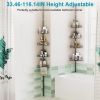 Space-Saving Floor-to-Ceiling Corner Shower Caddy with 4 Adjustable Shelves and Towel Bar - Rustproof Carbon Steel, No-Drill Easy Installation, Ideal