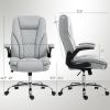 Executive Office Chair, Desk Chair with Flip-up Armrest, Diamond Fabric Computer Chair for Home Office, Gray