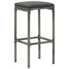 Bar Stool Set of 3 Grey Poly Rattan Standard Footrest