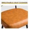 2 Pcs Brown PU Swivel Bar Stools with Removable Backrest, Bentwood Back Panel & Metal Legs