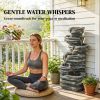 40" Tall Outdoor Waterfall Fountain with LED Lights, 6-Tier Cascading Waterfall Feature, Resin Garden Fountain, Gray