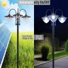 74.5" 3-head Solar Lamp Post Street Light with Planter, Automatic-on, 6 Hour Max Outdoor Ready LED Lighting, Black