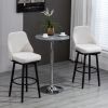 Bar Height Bar Stools Set of 2, Modern 360° Swivel Kitchen Chairs with Steel Legs and Footrest, 29.5 Inch Seat Height Upholstered Barstools for Kitche