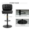 Adjustable Bar Height Stools Set of 2, Thick Padded Cushion & Metal Footrest for Home Bar, Black