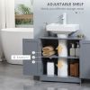 Pedestal Sink Storage Cabinet Bathroom Vanity with Doors Shelf Grey