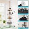 Space-Saving Floor-to-Ceiling Corner Shower Caddy with 4 Adjustable Shelves and Towel Bar - Rustproof Carbon Steel, No-Drill Easy Installation, Ideal