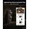 Outdoor Water Fountain, 49.61 in Height Fountain and Waterfall, 5-Tier Floor Standing Jar-Shaped Cascading Fountains with LED Light and Pump, for Outd