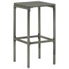 Bar Stool Set of 3 Grey Poly Rattan Standard Footrest